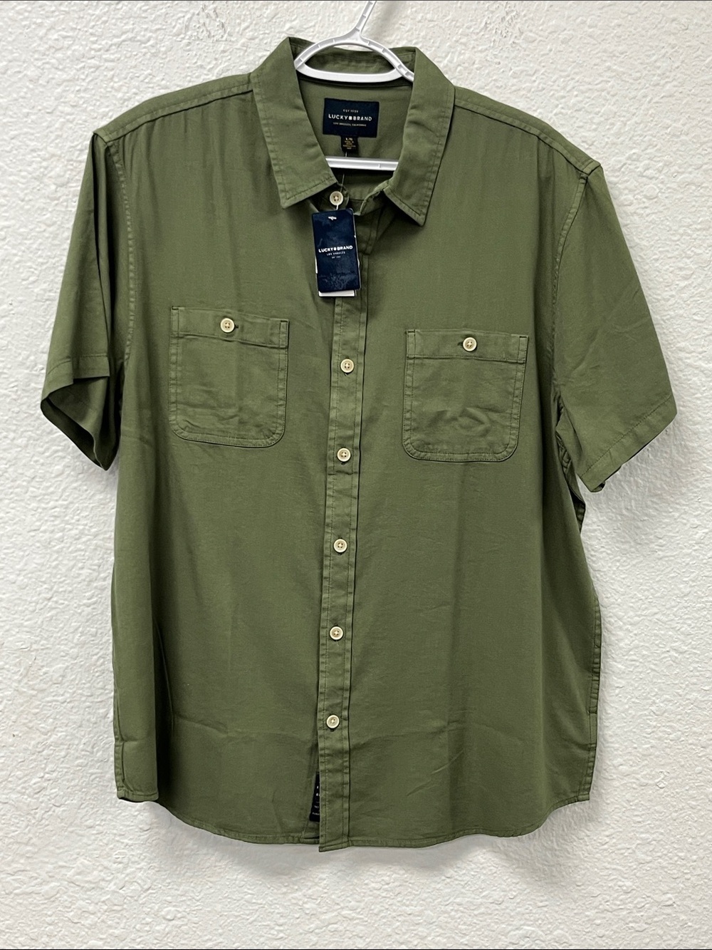 Lucky Brand Men’s Short-Sleeve Button Down Shirt - Olive #1207